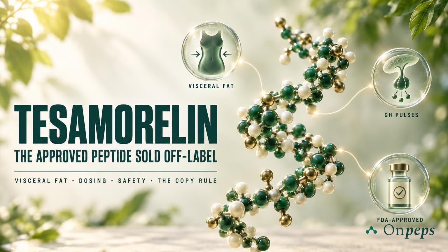 Tesamorelin: The Approved Peptide Sold Off-Label — visceral fat, dosing, safety, the copy rule — by ONPEPS.COM