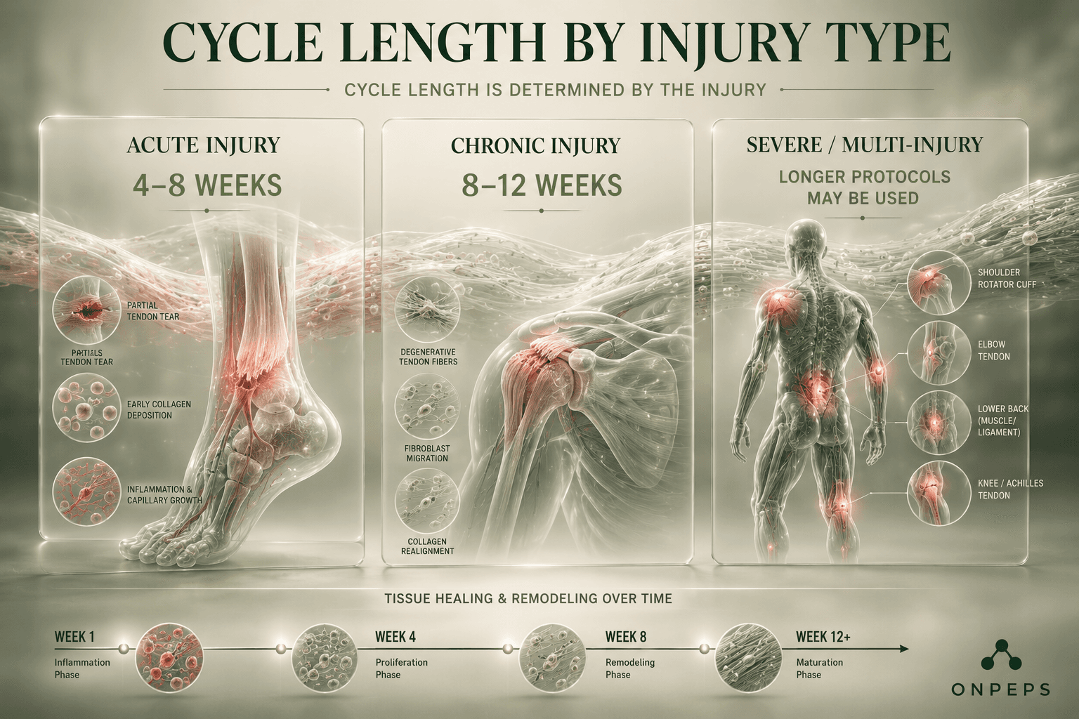 BPC-157 cycle length by injury type